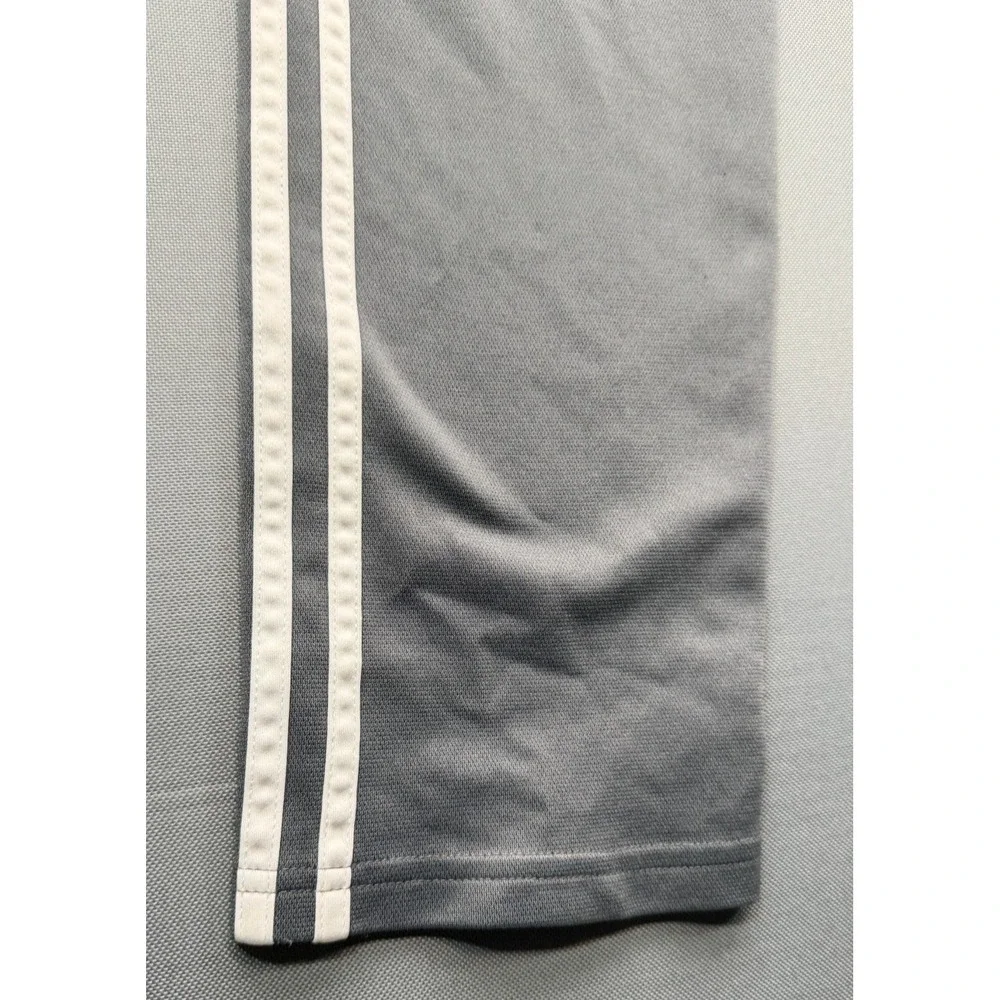 Adidas 3-Stripes Athletic Track Pants Grey White Embroidered Logo Youth XL 18/20